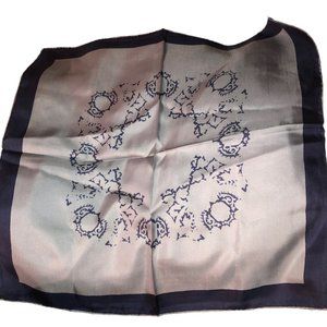 Dumont vintage blue paisley print 100% Italian SILK pocket sq s…